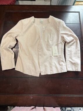 Joie Women’s Blazer Jacket Size L Beige Linen Blend Lightweight 1-Button NWT